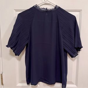 NWT Express Lace Mock Neck Pleated Sleeve Top